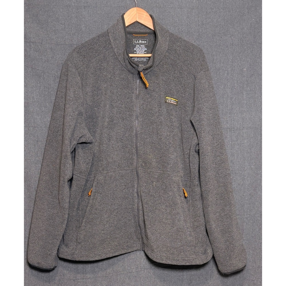 LL Bean Mens Mountain Classic Fleece Jacket Grey Full Zip XXL